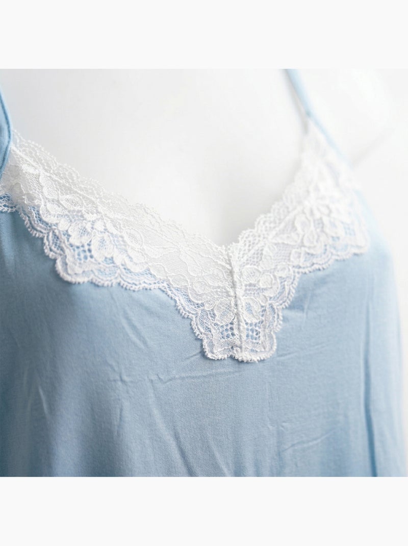 OZABI Nuisette et Kimono Femme 2 Pièces Viscose Dentelle Florale Ceinture Bleu - Kiabi