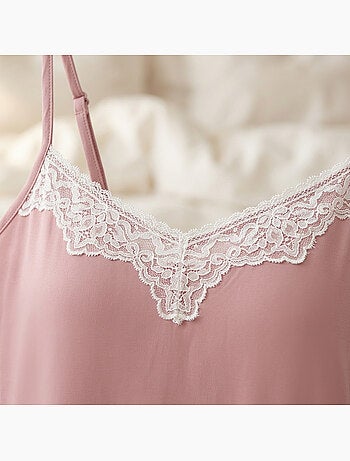 OZABI Nuisette et Kimono Femme 2 Pièces Viscose Dentelle Florale Ceinture