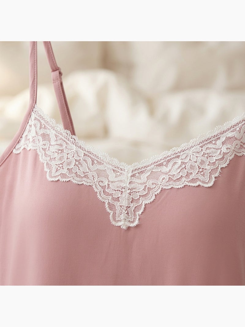 OZABI Nuisette et Kimono Femme 2 Pièces Viscose Dentelle Florale Ceinture Rose - Kiabi