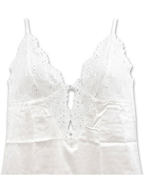 OZABI Nuisette et Kimono Femme Satin Effet Soie Dentelle Pailletée - Kiabi OZABI Nuisette et Kimono Femme Satin Effet Soie Dentelle Pailletée - Kiabi