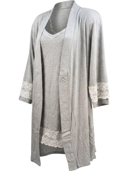 OZABI Nuisette Kimono Femme Dentelle Florale Viscose Loungewear 2 Pièces - Kiabi OZABI Nuisette Kimono Femme Dentelle Florale Viscose Loungewear 2 Pièces - Kiabi