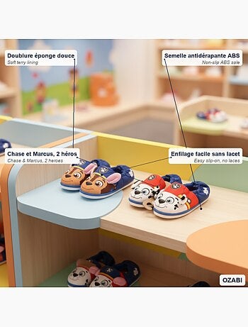OZABI Pack 2 Paires Chaussons Enfant Pat Patrouille Antidérapants