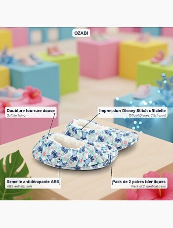 OZABI Pack 2 Paires Chaussons Fille Disney Fourrés Antidérapants