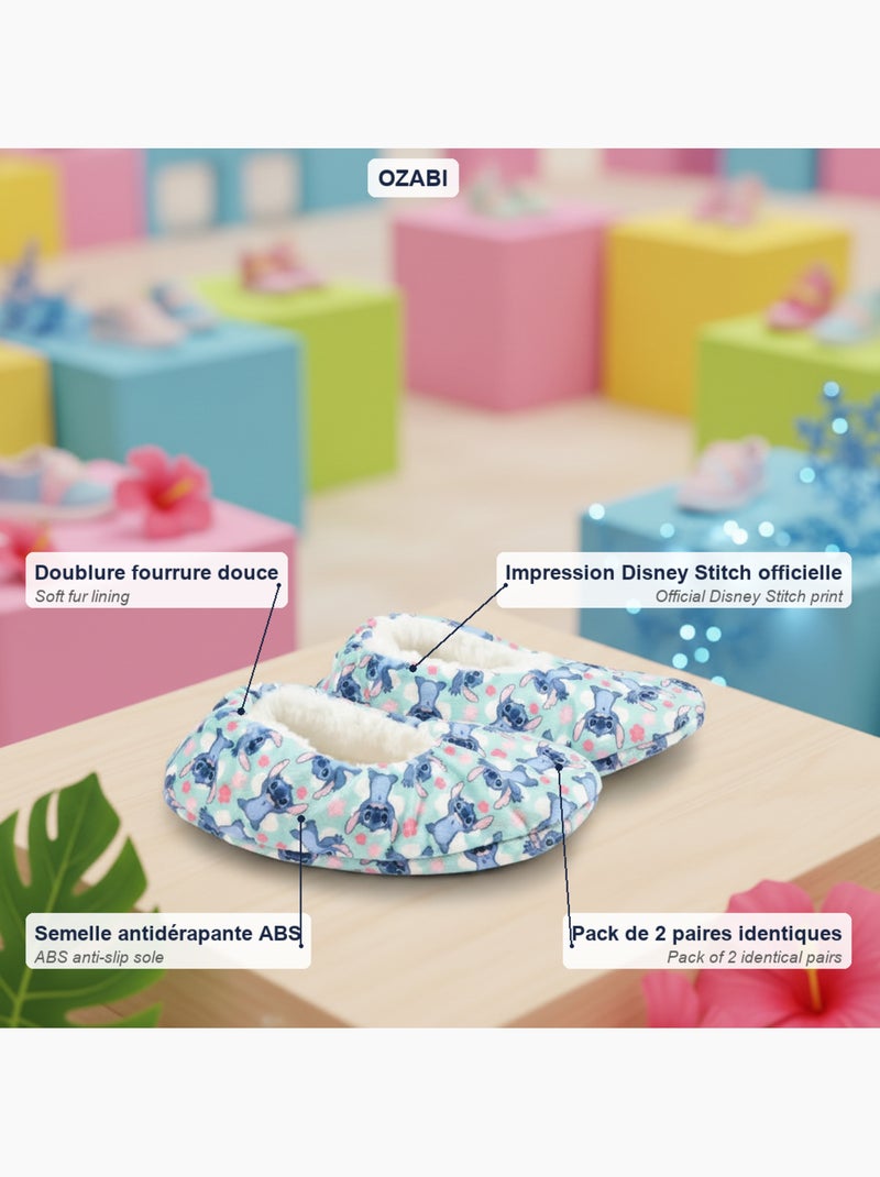 OZABI Pack 2 Paires Chaussons Fille Disney Fourrés Antidérapants Vert - Kiabi