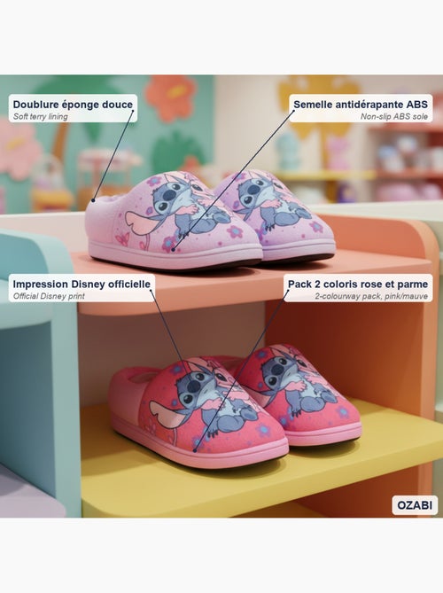 OZABI Pack 2 Paires Chaussons Fille Disney Stitch Fourrés Antidérapants - Kiabi OZABI Pack 2 Paires Chaussons Fille Disney Stitch Fourrés Antidérapants - Kiabi