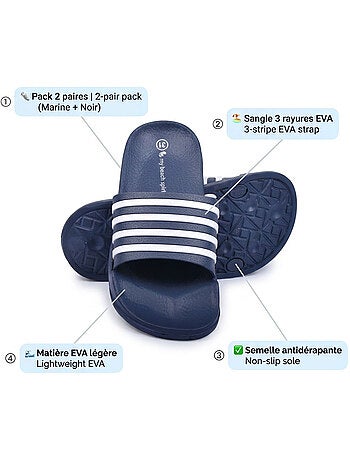 OZABI Pack 2 Paires Claquettes Enfant EVA Antidérapante