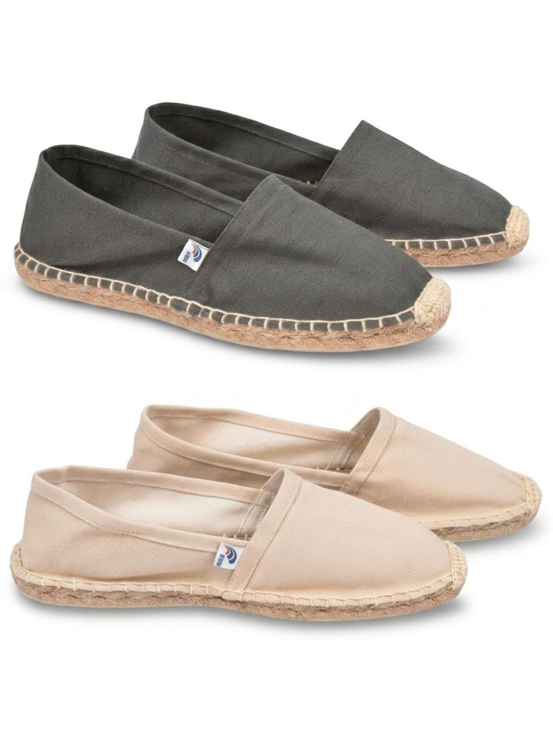 OZABI Pack 2 Paires Espadrilles Homme Semelle Corde Jute Gris Beige - Kiabi