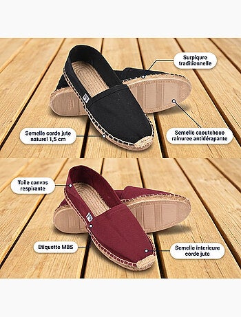 OZABI Pack 2 Paires Espadrilles Homme Semelle Corde Jute