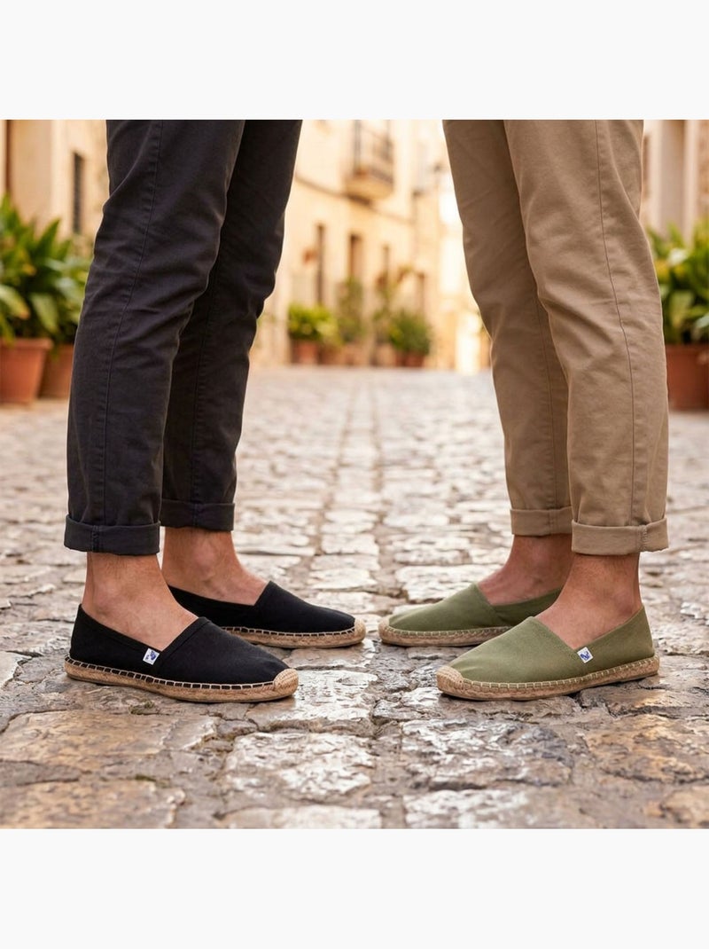 OZABI Pack 2 Paires Espadrilles Homme Semelle Corde Jute Noir Kaki - Kiabi