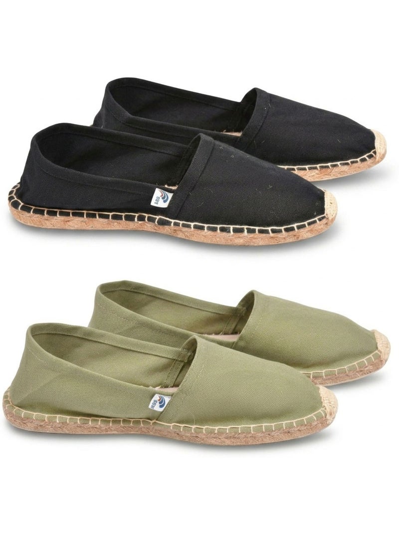 OZABI Pack 2 Paires Espadrilles Homme Semelle Corde Jute Noir Kaki - Kiabi