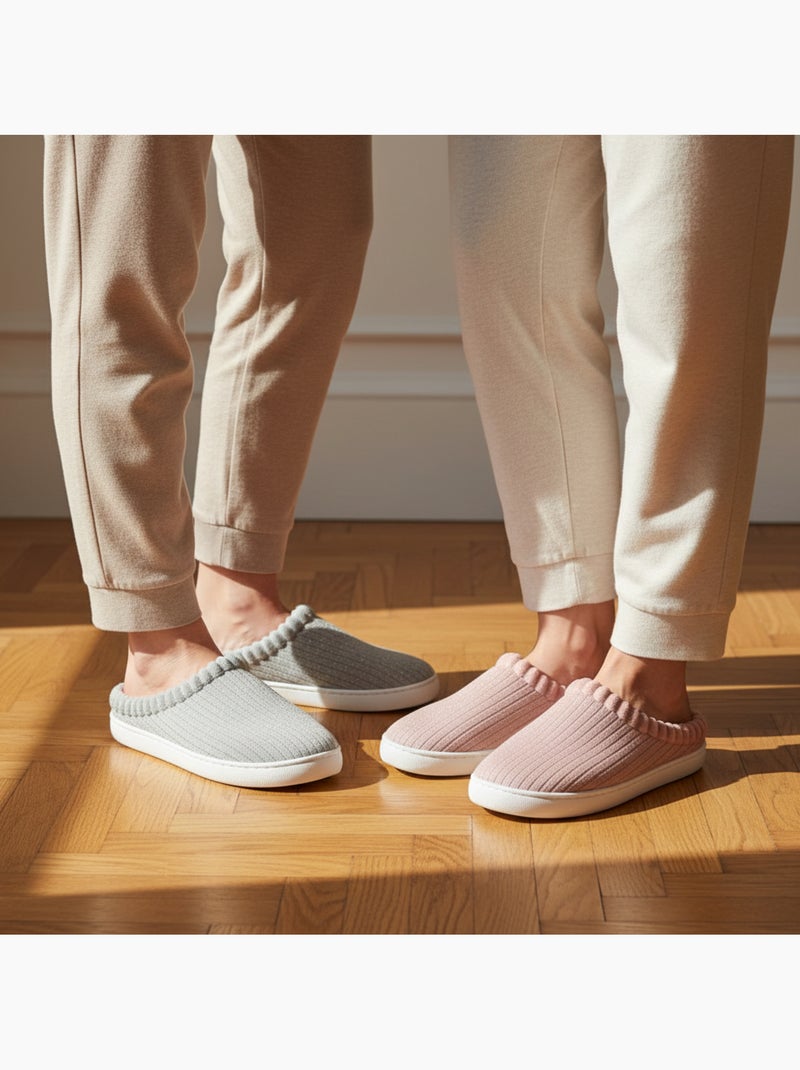 OZABI Pack 2 Paires Mules Femme Tricot Côtelé Pailleté Fausse Fourrure Multicolore - Kiabi