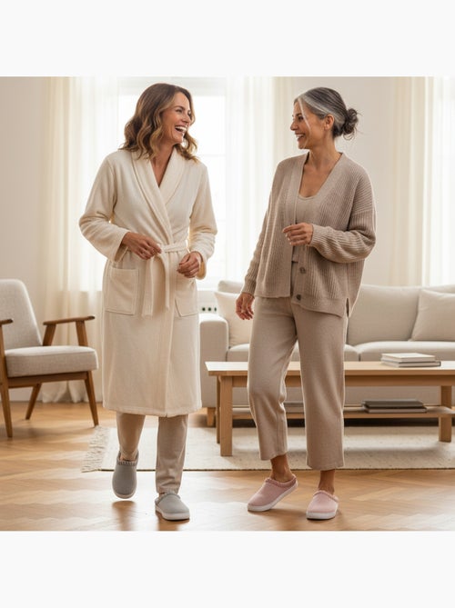 OZABI Pack 2 Paires Mules Femme Tricot Côtelé Pailleté Fausse Fourrure - Kiabi OZABI Pack 2 Paires Mules Femme Tricot Côtelé Pailleté Fausse Fourrure - Kiabi