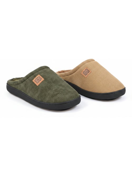 OZABI Pack 2 Paires Mules Homme Velours Côtelé Doublure Éponge - Kiabi