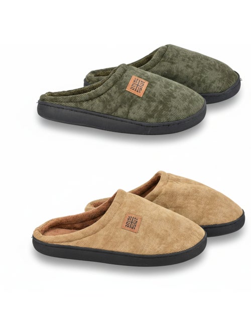OZABI Pack 2 Paires Mules Homme Velours Côtelé Doublure Éponge - Kiabi