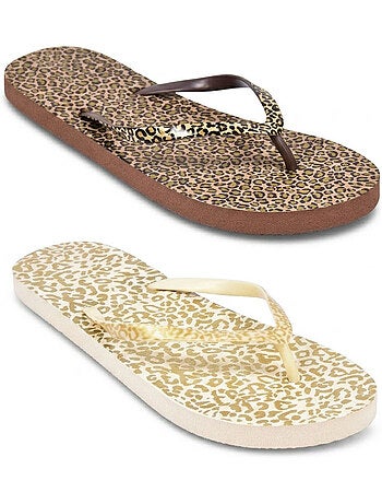 OZABI Pack 2 Paires Tongs Femme Print Sauvage