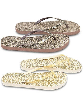 OZABI Pack 2 Paires Tongs Femme Print Sauvage