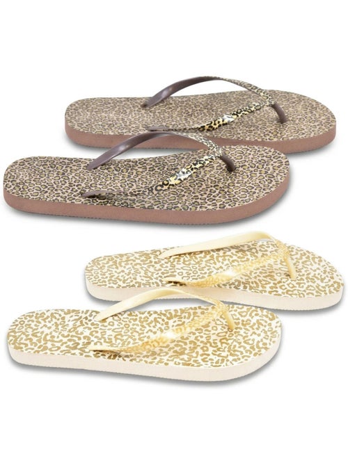 OZABI Pack 2 Paires Tongs Femme Print Sauvage - Kiabi OZABI Pack 2 Paires Tongs Femme Print Sauvage - Kiabi