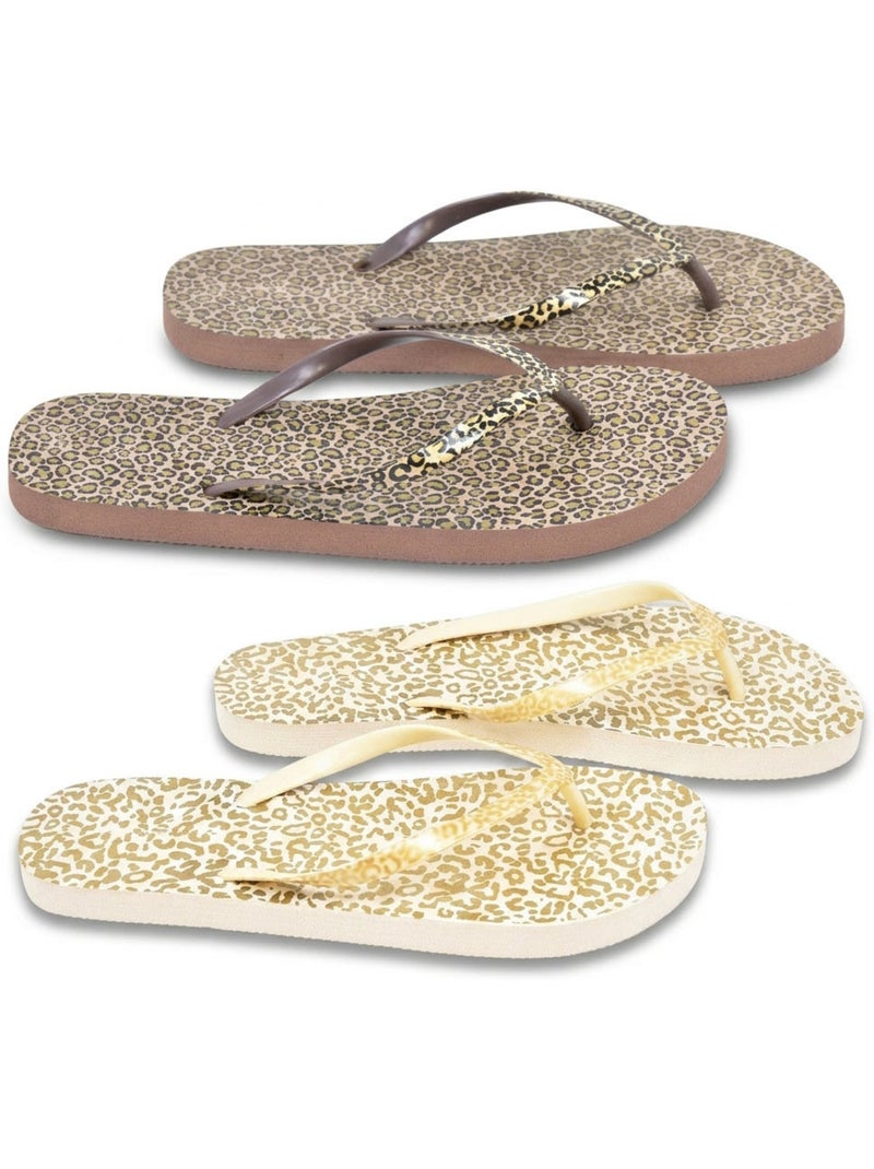 OZABI Pack 2 Paires Tongs Femme Print Sauvage Marron/Multicolore - Kiabi