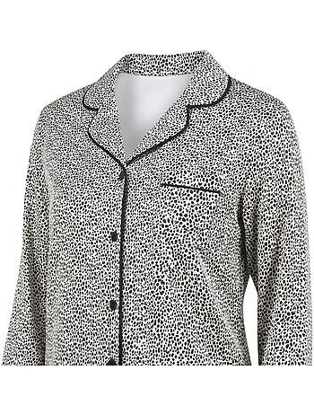OZABI Pack 2 Pyjamas Femme Longs Satinés Imprimés, Col Chemise