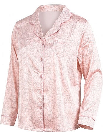 OZABI Pack 2 Pyjamas Femme Longs Satinés Imprimés, Col Chemise