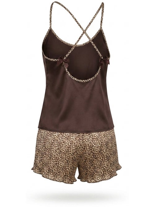 Ozabi pack 2 pyjamas femme satinés, débardeur bretelles léopard, short léopard - Kiabi Ozabi pack 2 pyjamas femme satinés, débardeur bretelles léopard, short léopard - Kiabi
