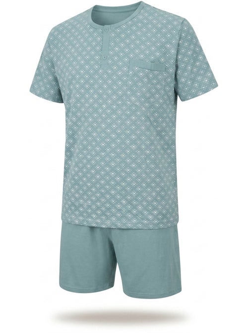 OZABI Pack 3 Pyjamas Courts Homme Coton Majoritaire, Col Bouton - Kiabi OZABI Pack 3 Pyjamas Courts Homme Coton Majoritaire, Col Bouton - Kiabi