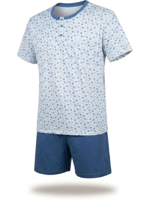 OZABI Pack 3 Pyjamas Courts Homme Coton Majoritaire, Col Bouton - Kiabi OZABI Pack 3 Pyjamas Courts Homme Coton Majoritaire, Col Bouton - Kiabi