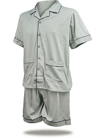 OZABI Pack 3 Pyjamas Courts Homme Coton Majoritaire, Col Chemise Boutonne