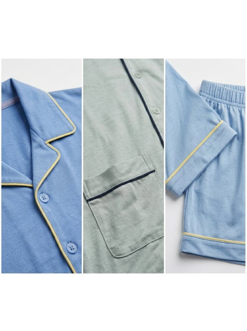 OZABI Pack 3 Pyjamas Courts Homme Coton Majoritaire, Col Chemise Boutonne - Kiabi OZABI Pack 3 Pyjamas Courts Homme Coton Majoritaire, Col Chemise Boutonne - Kiabi