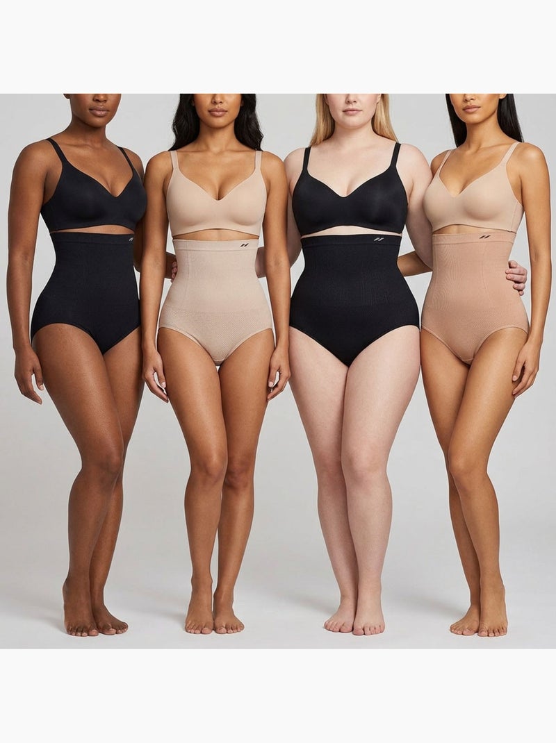 OZABI Pack Culotte Gainante Femme Lot 4 Taille Haute Ventre Plat Noir Marron - Kiabi