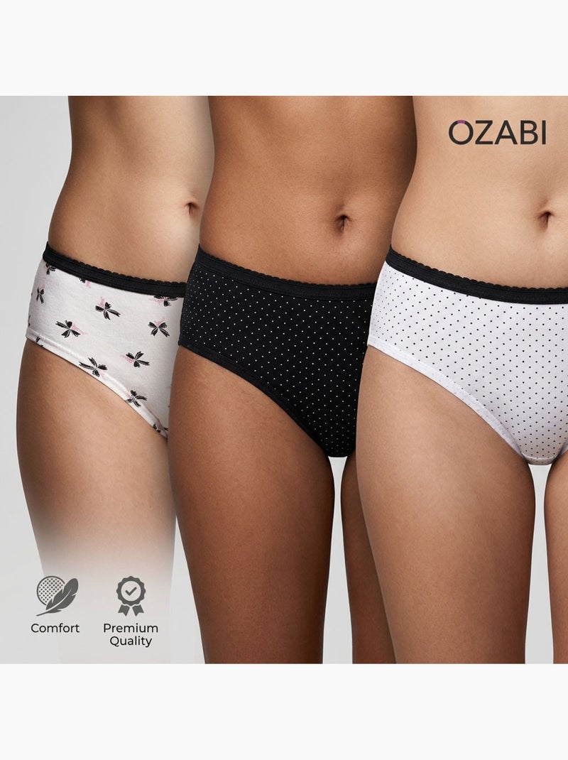 OZABI Pack Culottes Fille Coton - Lot de 6 Blanc Beige Noir - Kiabi