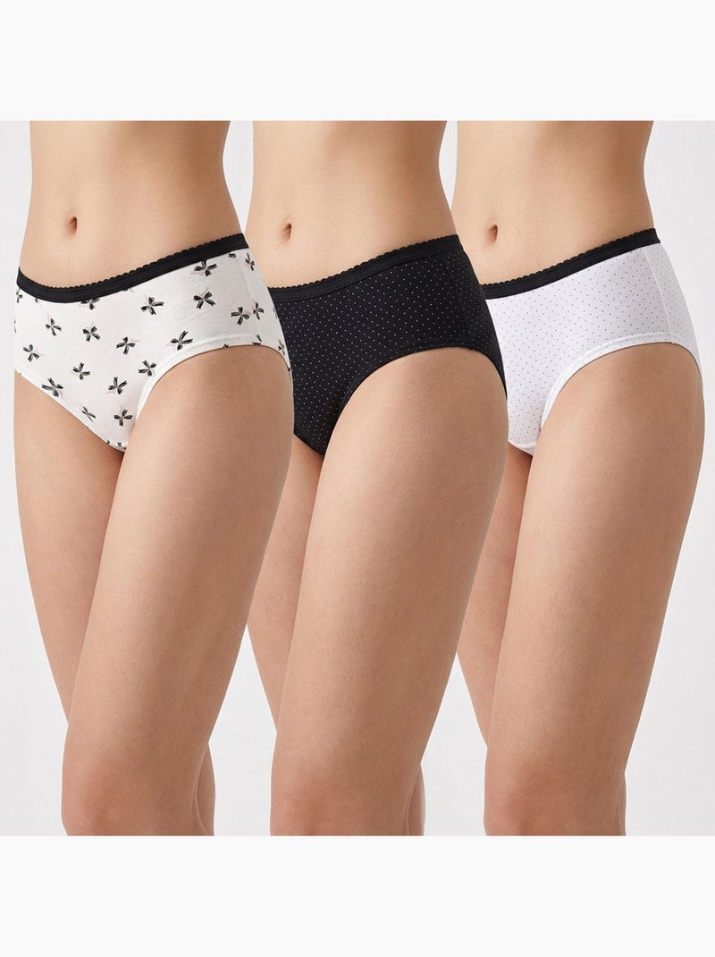 OZABI Pack Culottes Fille Coton - Lot de 6 Blanc Beige Noir - Kiabi