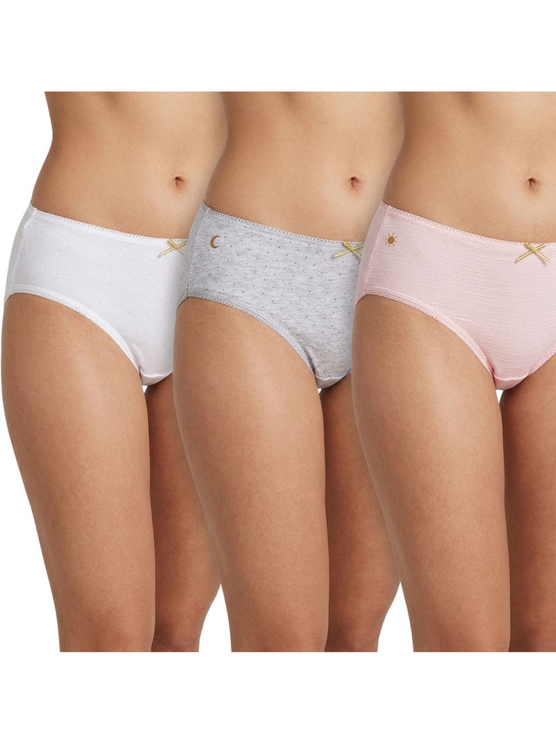 OZABI Pack Culottes Fille Coton - Lot de 6 Blanc Rose clair Gris - Kiabi