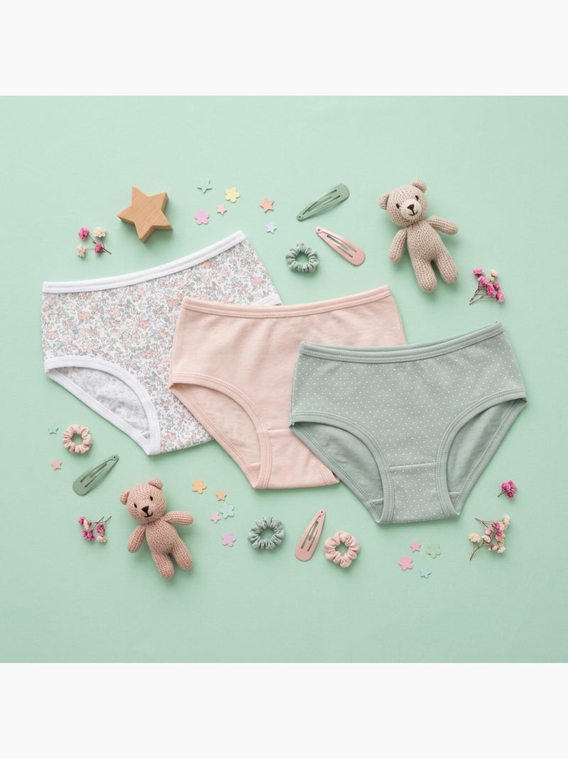 OZABI Pack Culottes Fille Coton - Lot de 6 Blanc/Vert d’eau - Kiabi