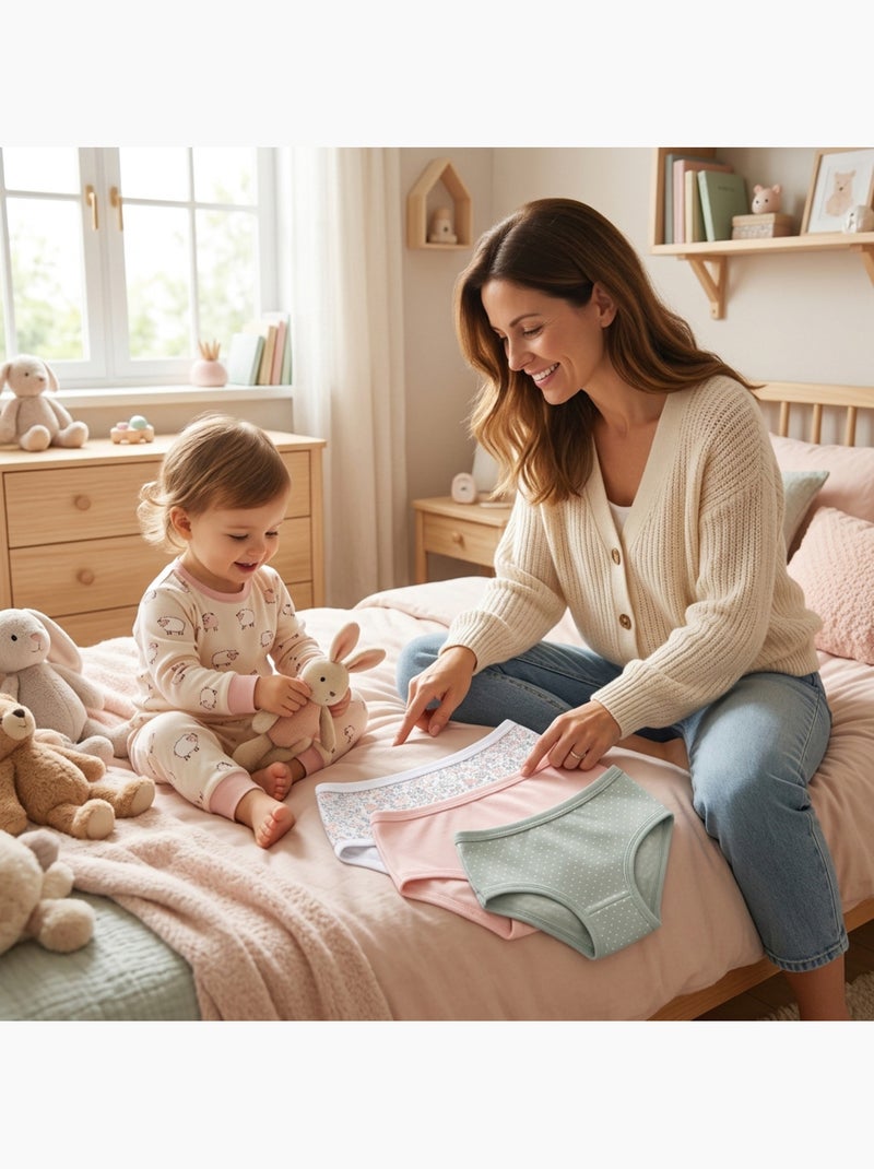 OZABI Pack Culottes Fille Coton - Lot de 6 Blanc/Vert d’eau - Kiabi