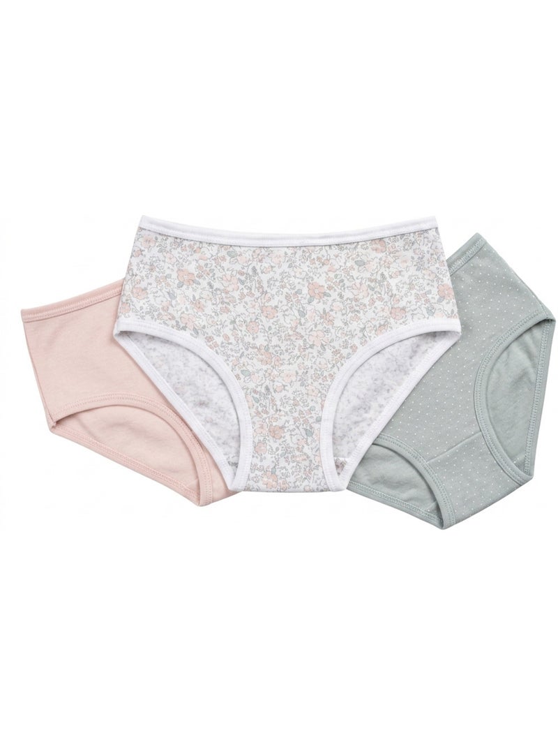 OZABI Pack Culottes Fille Coton - Lot de 6 Blanc/Vert d’eau - Kiabi