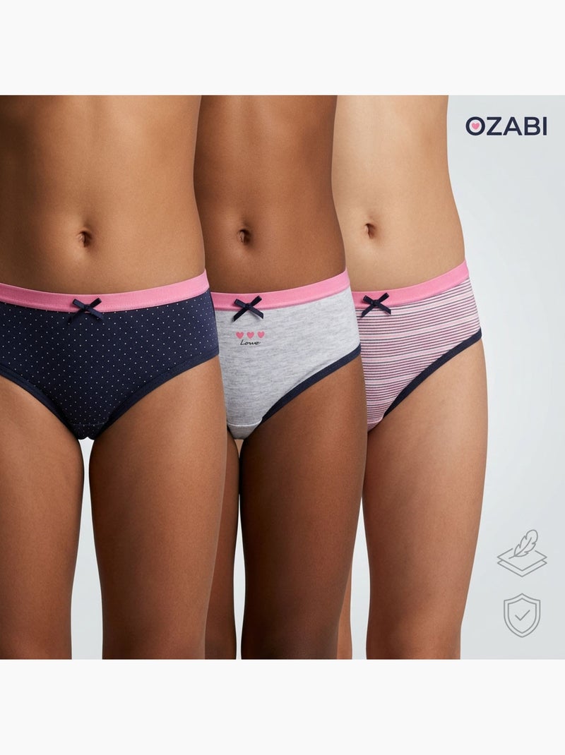 OZABI Pack Culottes Fille Coton - Lot de 6 Bleu Rose Gris - Kiabi