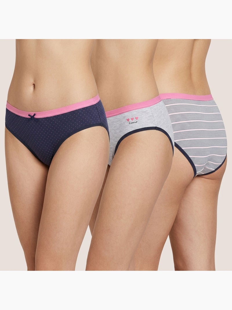 OZABI Pack Culottes Fille Coton - Lot de 6 Bleu Rose Gris - Kiabi