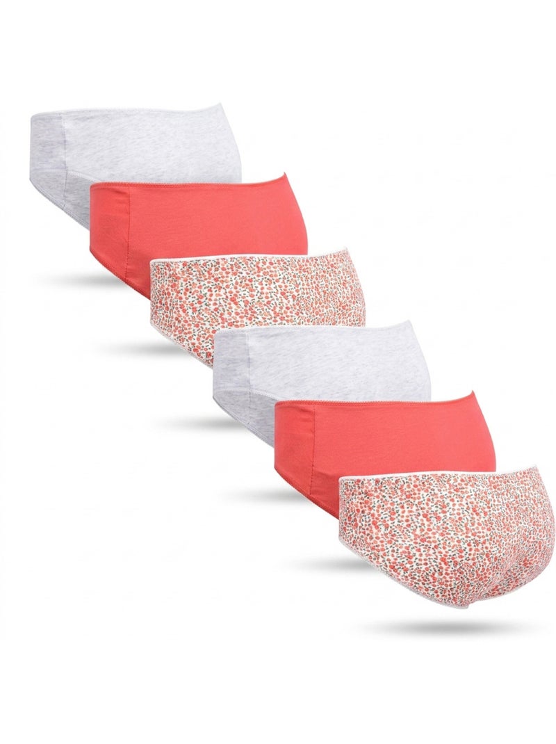 OZABI Pack Culottes Fille Coton - Lot de 6 Gris Multicolore Blanc - Kiabi