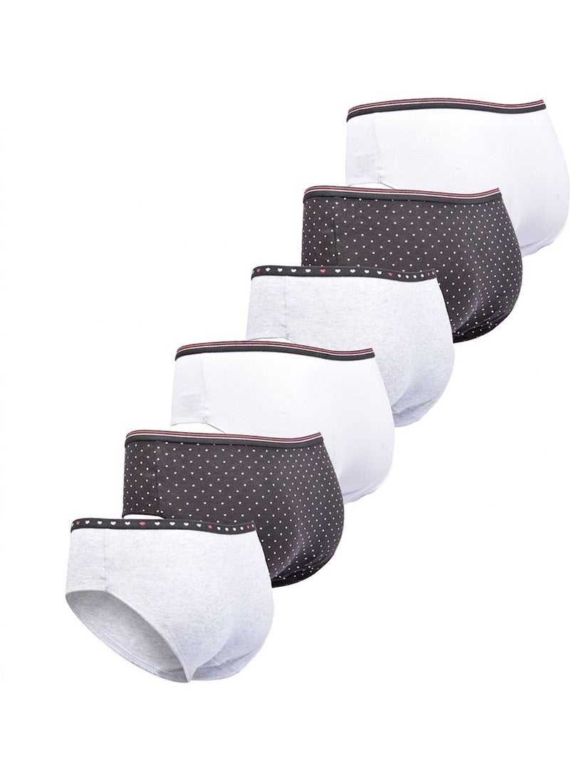 OZABI Pack Culottes Fille Coton - Lot de 6 Gris Noir Blanc - Kiabi