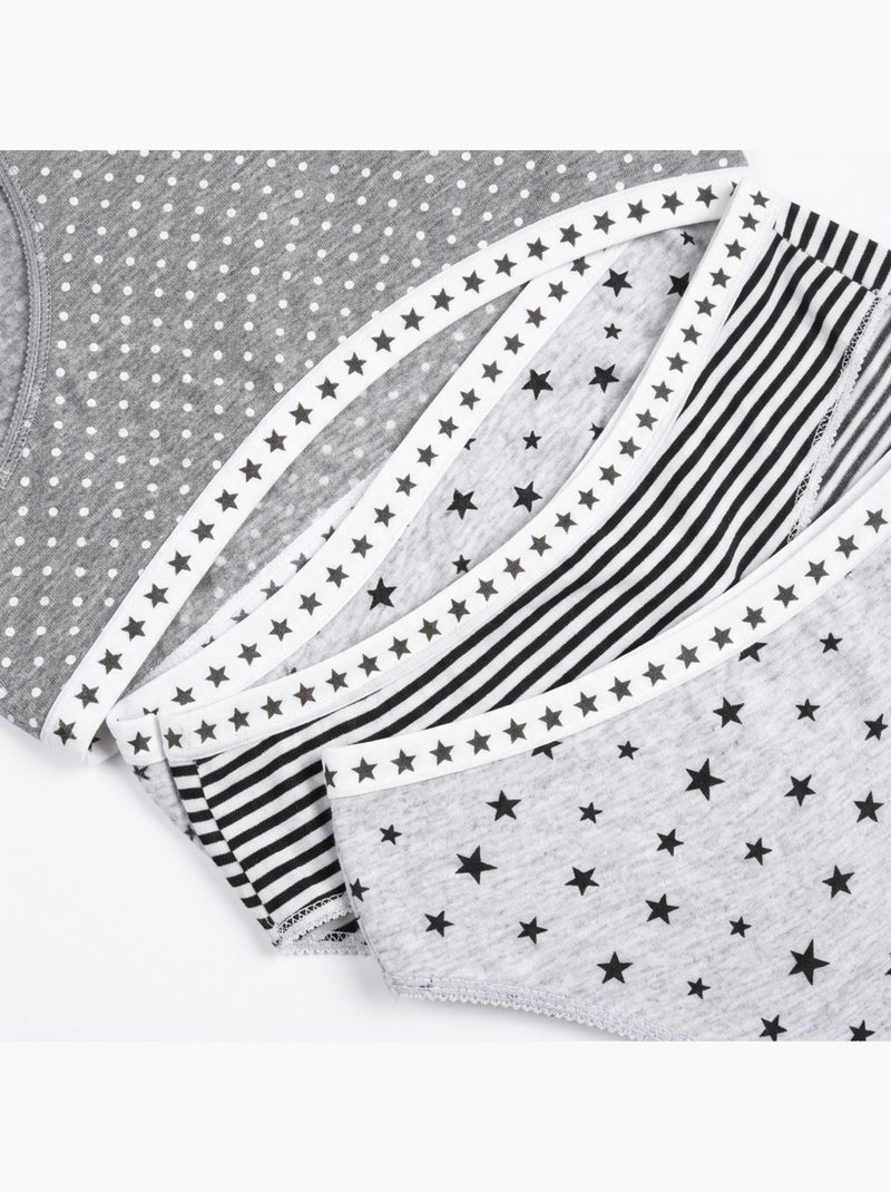 OZABI Pack Culottes Fille Coton - Lot de 6 Noir Gris clair Blanc - Kiabi