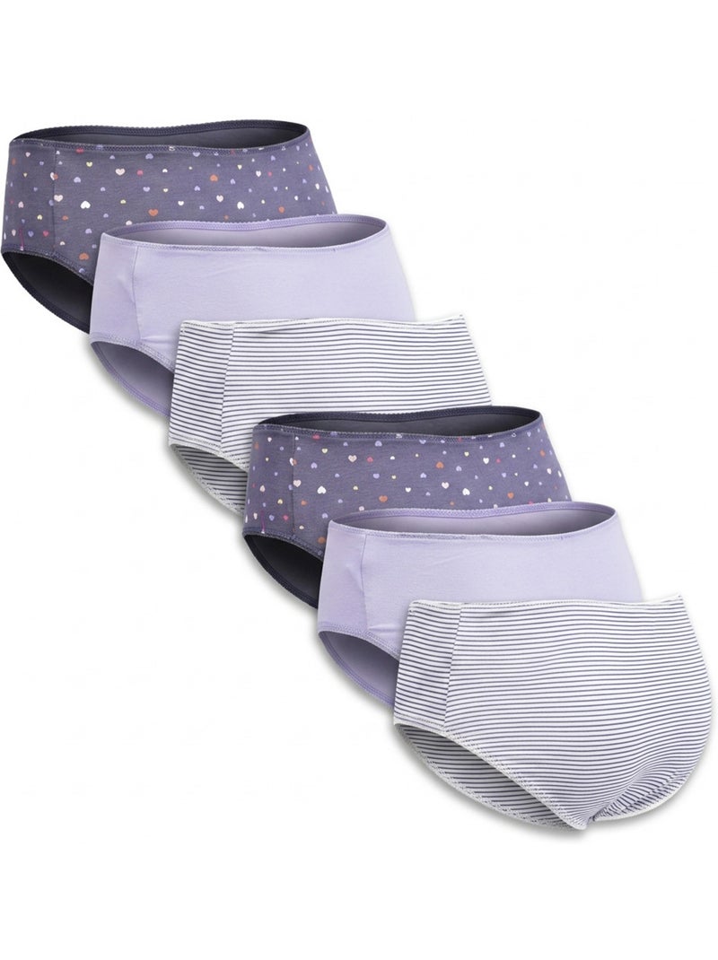 OZABI Pack Culottes Fille Coton - Lot de 6 Violet prune - Kiabi