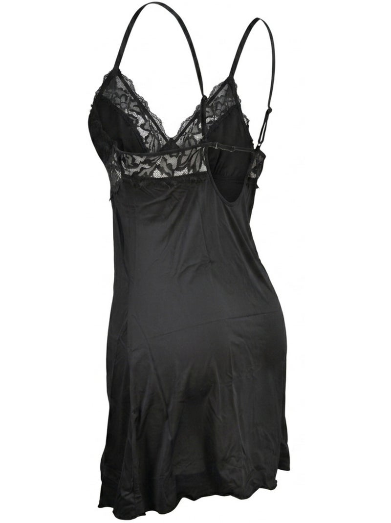 OZABI Pack de 2 Nuisettes Femme Satin Et Dentelle Noir Rose - Kiabi