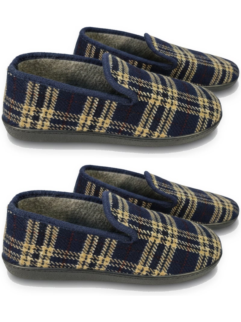 Ozabi pack de 2 paires pantoufles charentaises homme fabriquées en espagne Bleu Bleu - Kiabi