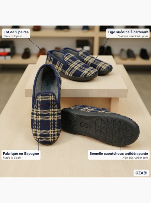Ozabi pack de 2 paires pantoufles charentaises homme fabriquées en espagne - Kiabi Ozabi pack de 2 paires pantoufles charentaises homme fabriquées en espagne - Kiabi