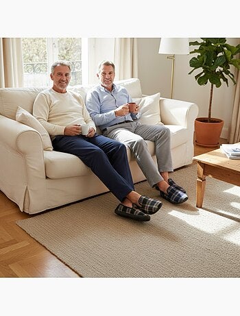 Ozabi pack de 2 paires pantoufles charentaises homme fabriquées en espagne
