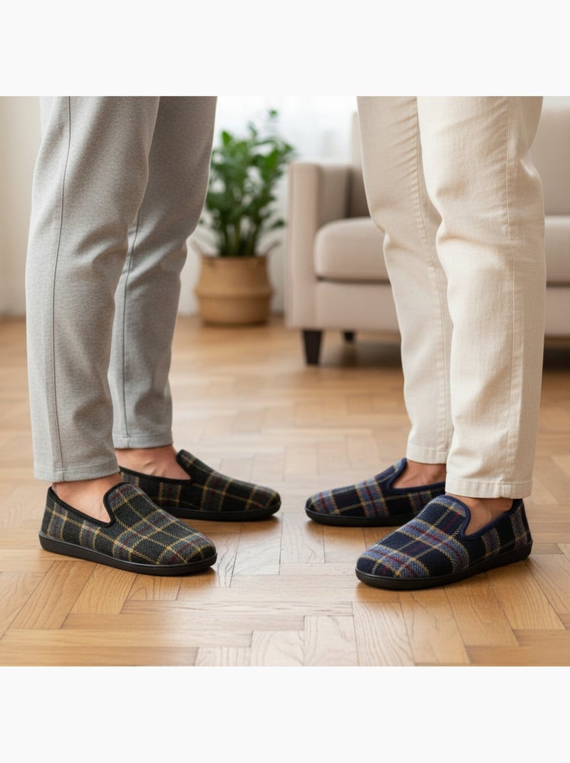 Ozabi pack de 2 paires pantoufles charentaises homme fabriquées en espagne Bleu Noir - Kiabi