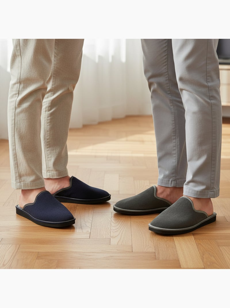 Ozabi pack de 2 paires pantoufles mules homme fabriquées en espagne Bleu Gris - Kiabi