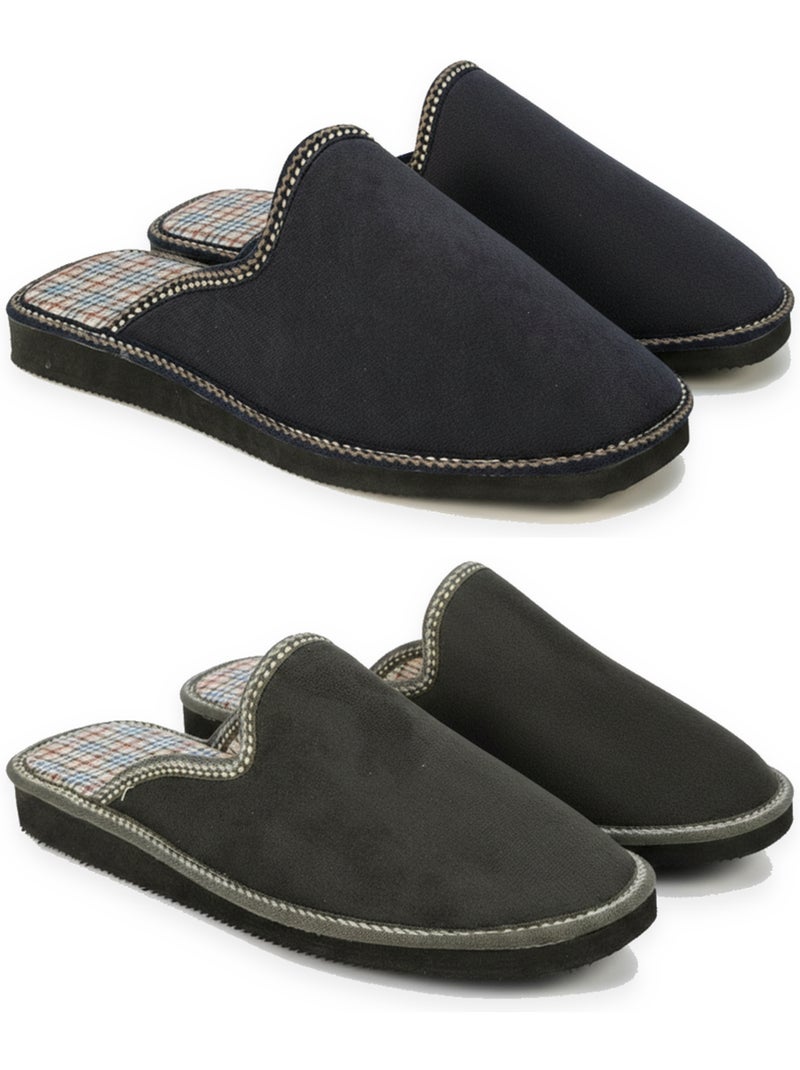 Ozabi pack de 2 paires pantoufles mules homme fabriquées en espagne Bleu Gris - Kiabi