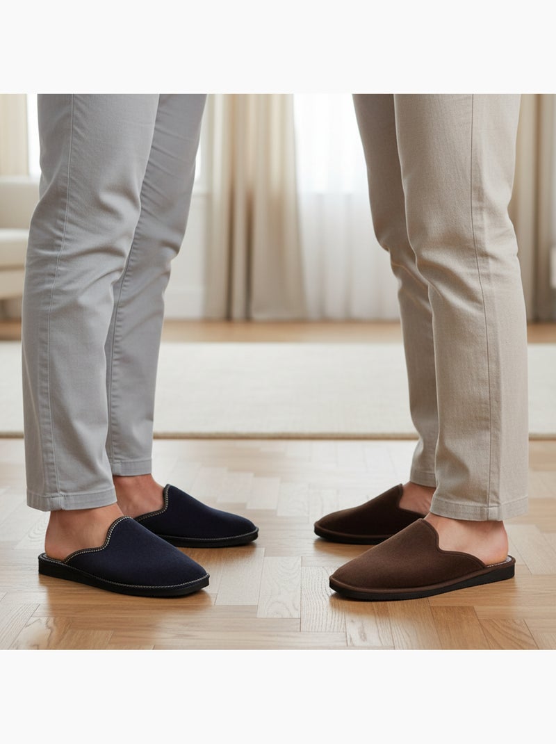 Ozabi pack de 2 paires pantoufles mules homme fabriquées en espagne Bleu Marron - Kiabi